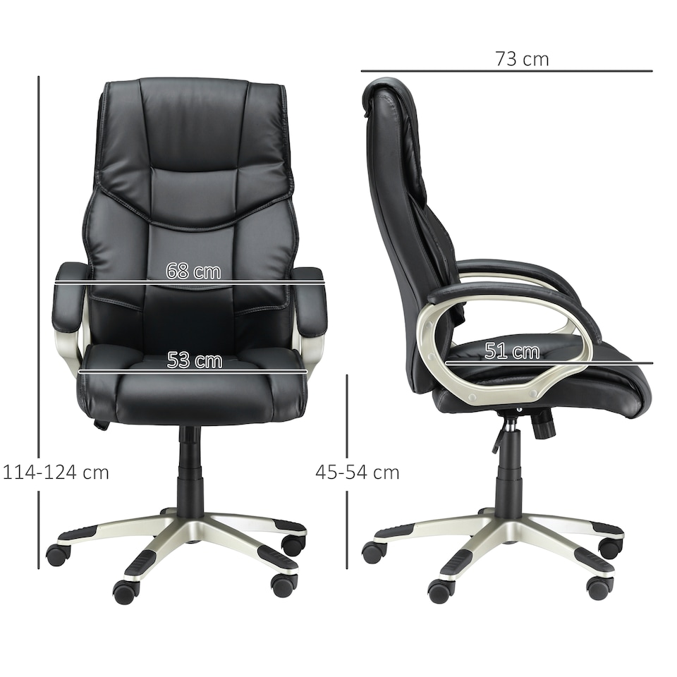image 1 of HOMCOM High Back Computer Office Chair Faux Leather Swivel Desk Chair with Adjustable Height Rocking Function Black