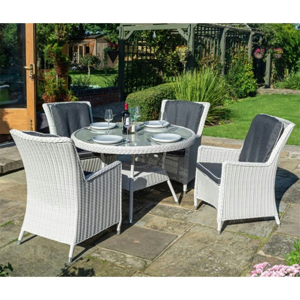 image 1 of 4 Seater Putty Grey Rattan Weave Garden Dining Set