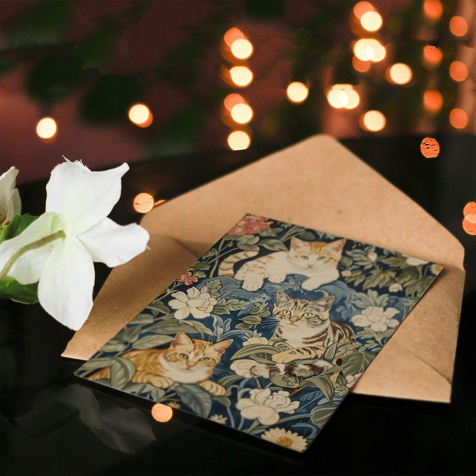 image 1 of Kittens Flowers Animal Lover Him Her Birthday Card
