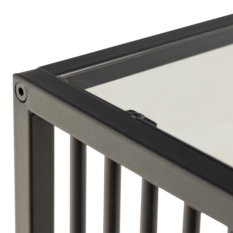 image 1 of Strington Side Table in Black with Glass Top