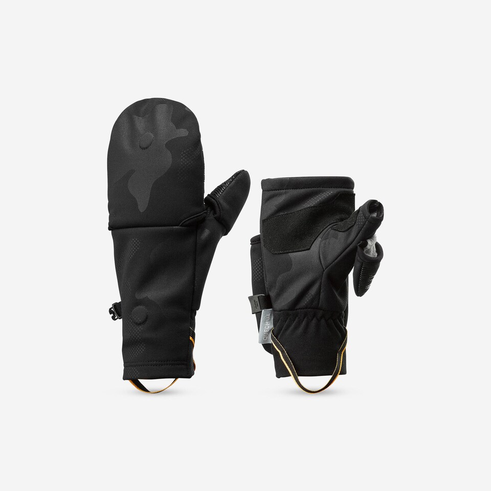 image 1 of Decathlon Kids’ fingerless hiking mittens, 6-14 years HIKE500 - Black