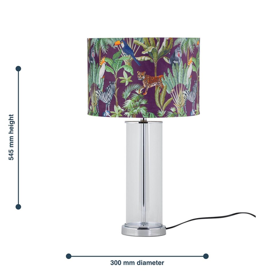 image 1 of Set of 2 Aura - Chrome Table Lamps with Safari Velvet Shades | Chrome | Multi | Large | 2