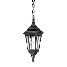 Kinsale 1 Light Outdoor Coastal Ceiling Chain Lantern Black IP43, E27