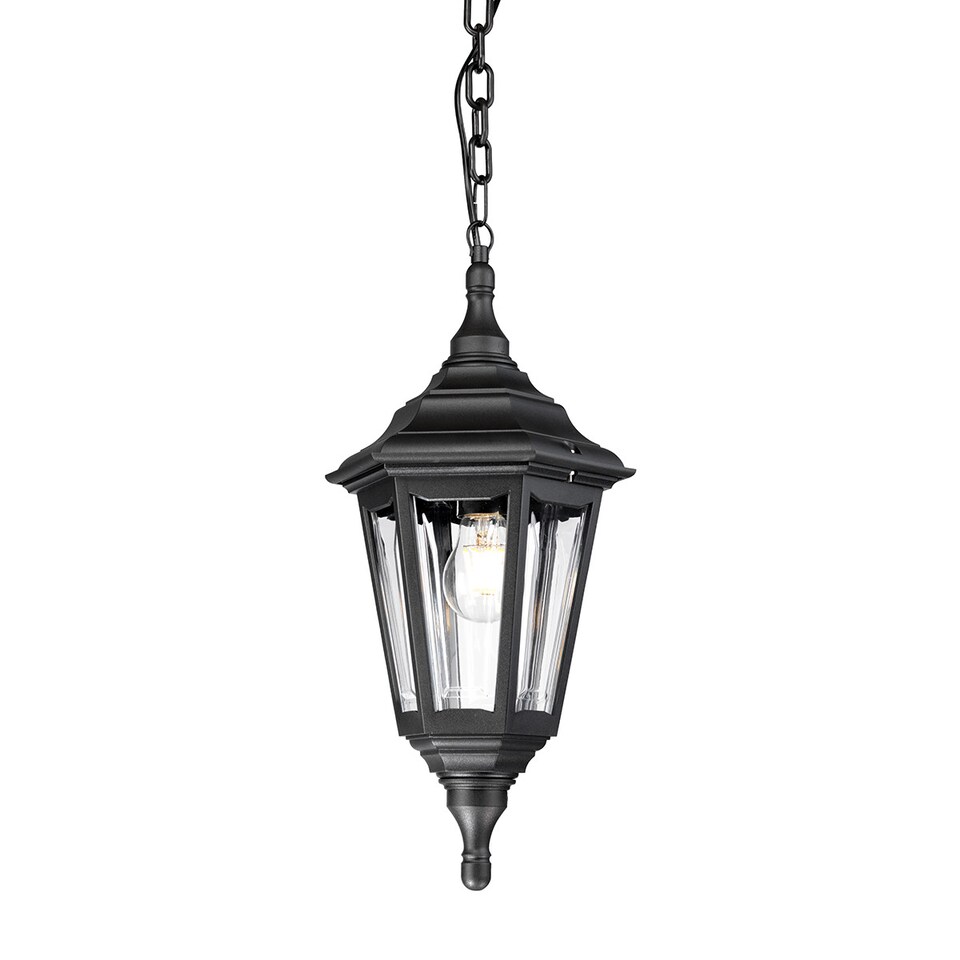 Kinsale 1 Light Outdoor Coastal Ceiling Chain Lantern Black IP43, E27