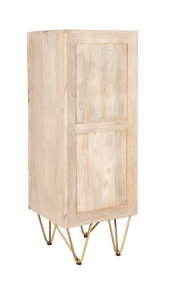 image 1 of Light Gold Tall Chest of Drawers - Solid Mango Wood - L40 x W45 x H120 cm