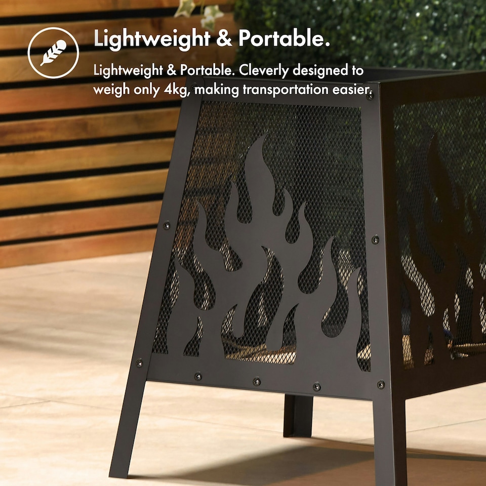 image 1 of VonHaus Fire Pit with Flame Design Use Wood or Charcoal