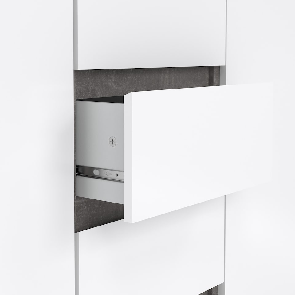 image 1 of Naia Sideboard 4 Drawers 2 Doors in Concrete and White High Gloss
