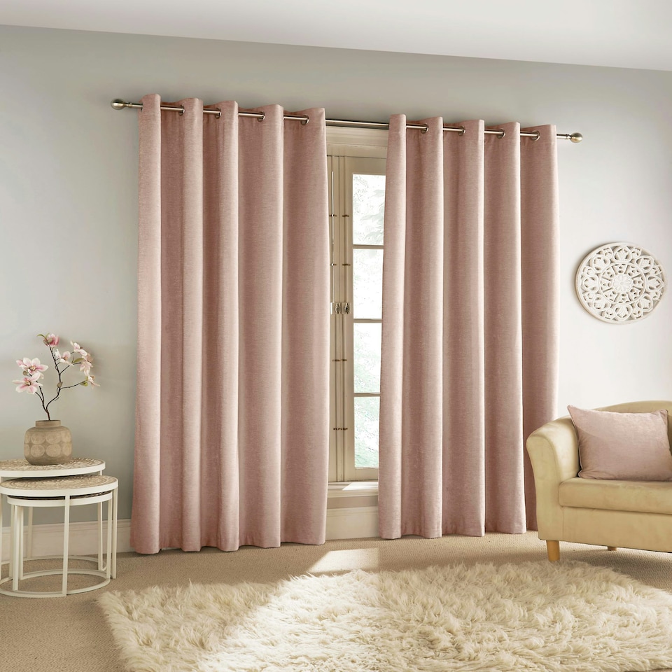 image 1 of Savoy Blush Blackout Curtains 66 x 72 inch (168 x 183 cm) 100% Blackout Eyelet Thermal Noise Reducing Curtains for Bedroom and Living Room