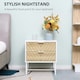 image 3 of HOMCOM Bedside Table End Table with 2 Drawers for Bedroom, White and Oak