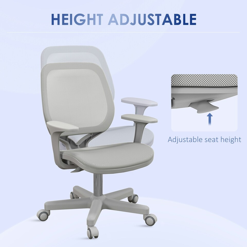 image 1 of Vinsetto Office Chair, 360 Degree Swivel Desk Chair with Wheels, Grey Grey