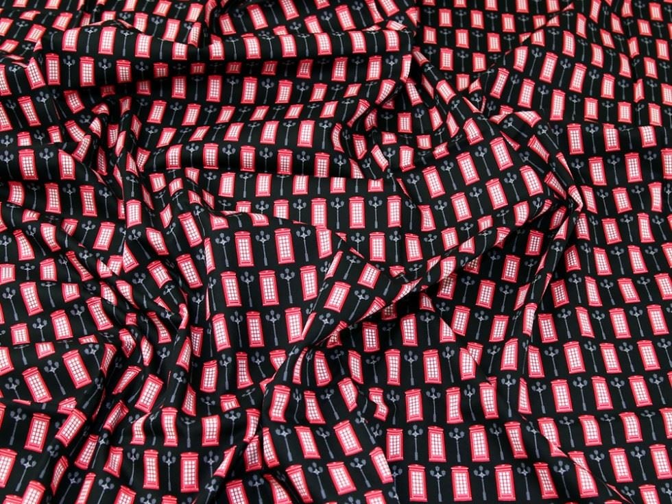 John Louden Black 100% Cotton Poplin Dressmaking Fabric, 112.5cm / 44" Wide - per metre