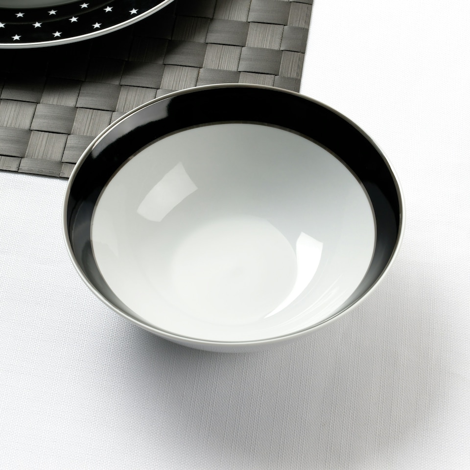 image 1 of 12pc Black Star with Platinum Band Rim Dinner Set
