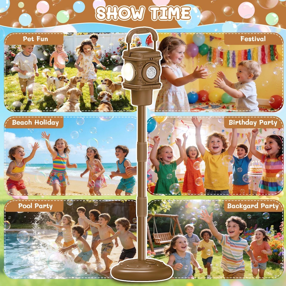 image 1 of Bubble Street Lamp for Kids with Lights, Sounds, Remote Control & Adjustable Height - Outdoor Bubble Toy 3+