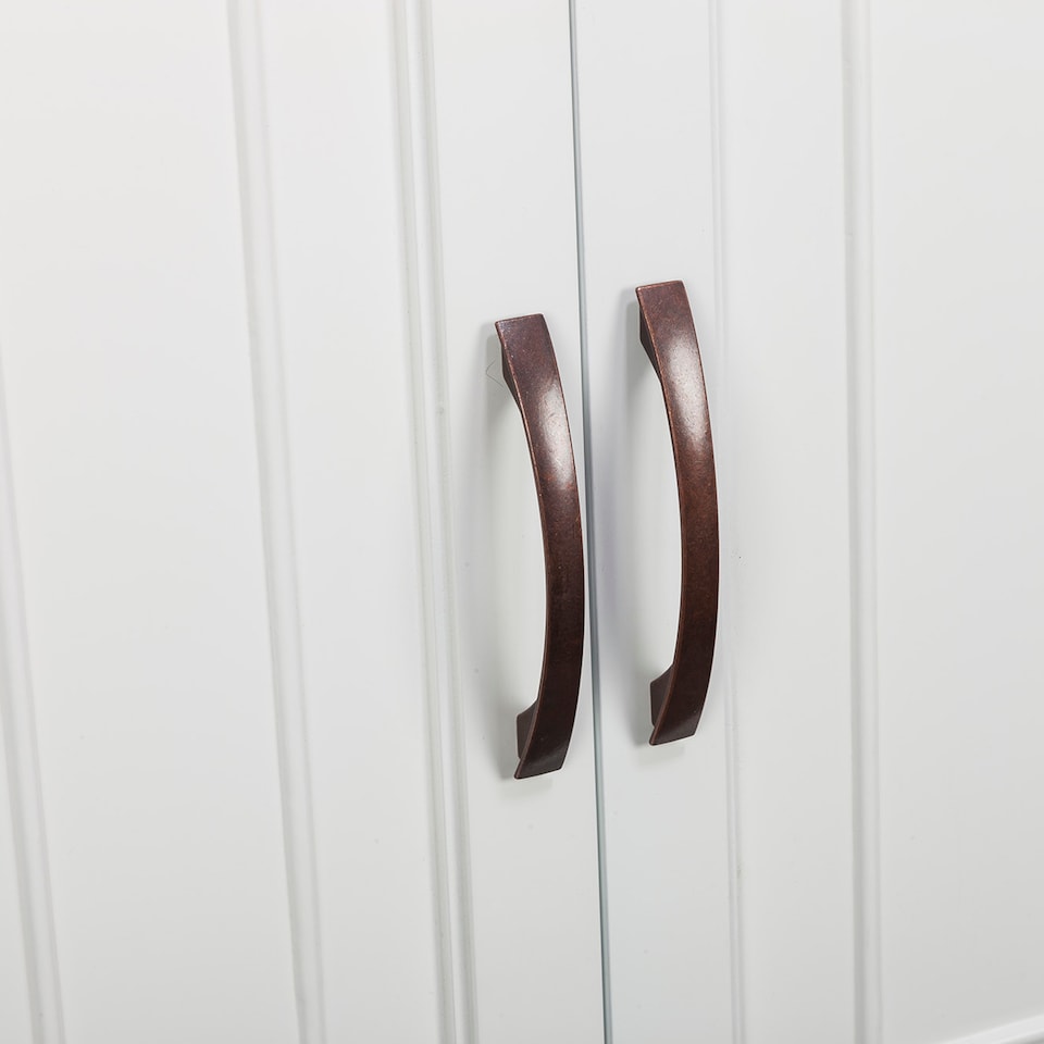 image 1 of Teamson Home Wall-Mounted Bathroom Cabinet with Adjustable Shelves, White/Bronze