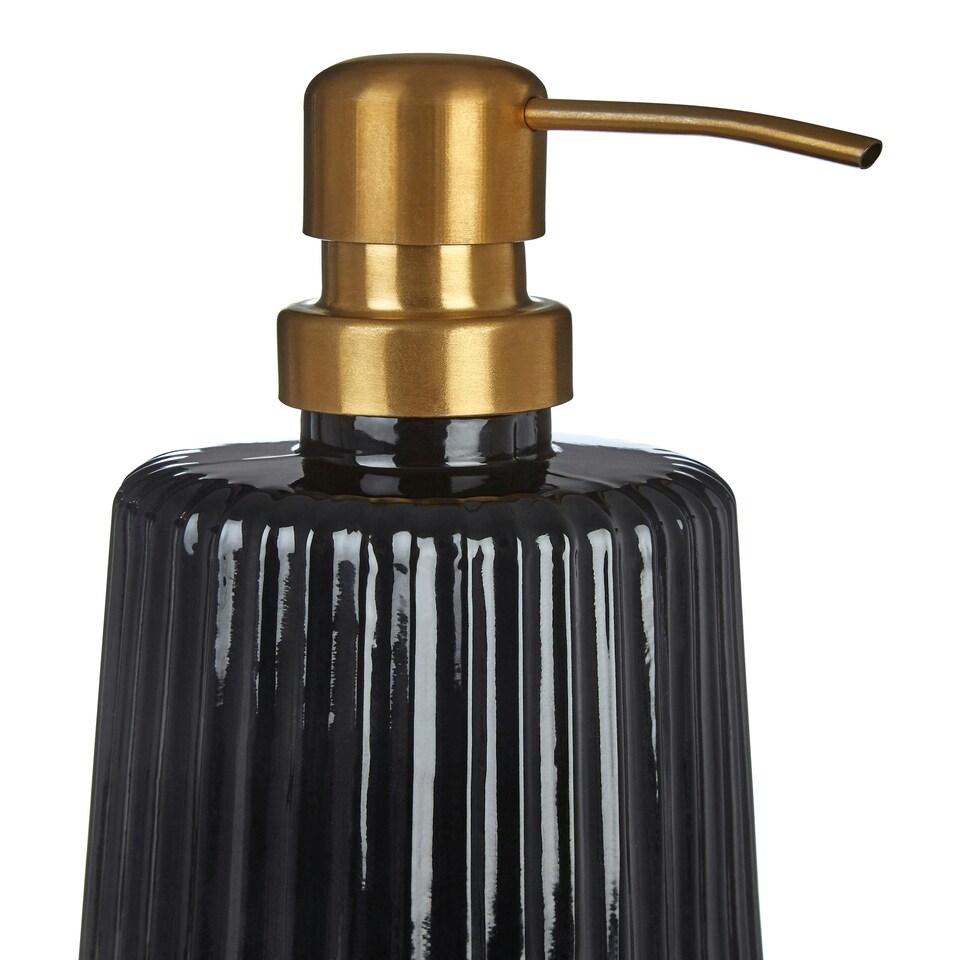 image 1 of Ticino Brittany Black Glass Lotion Dispenser