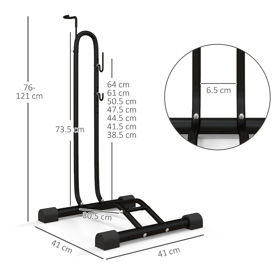 image 1 of SPORTNOW Vertical & Horizontal Bike Rack Fits 24"-29" and 700c Bikes, Black
