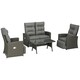 image 1 of Outsunny 4 Piece Rattan Garden Furniture Set with Sofa, Glass Table, Grey