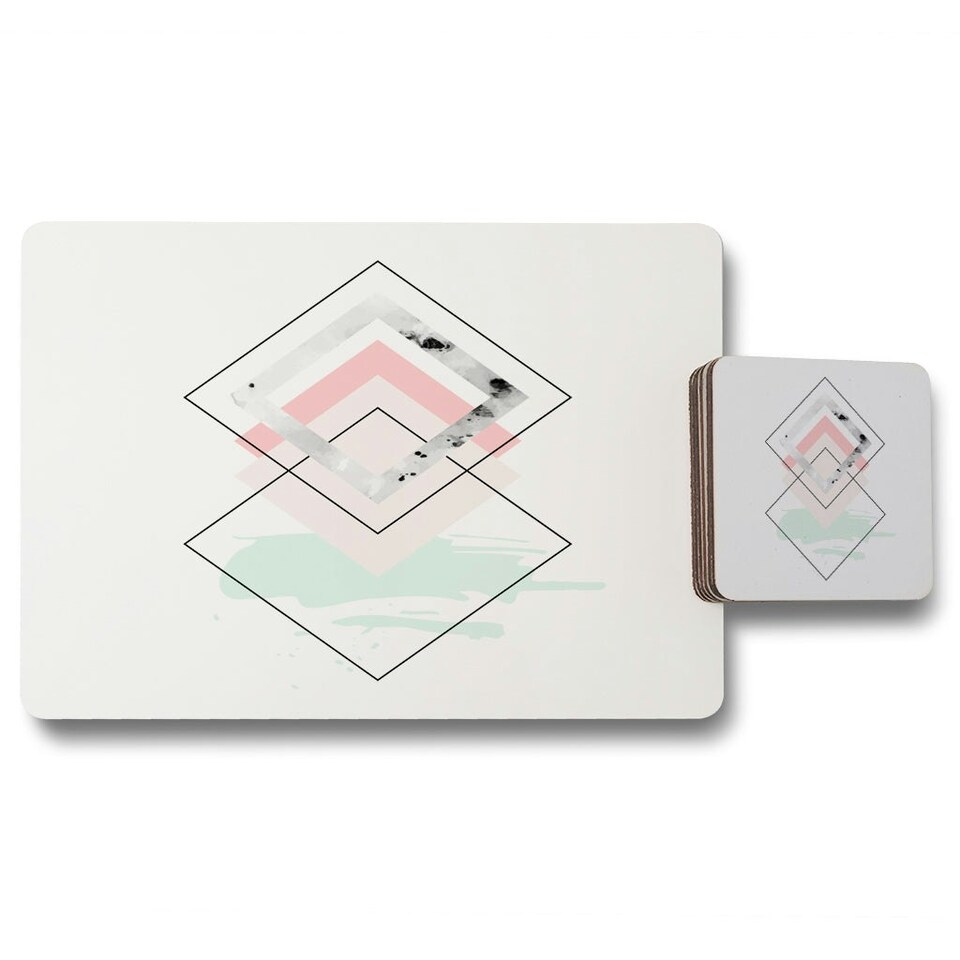 image 1 of Geometric Overlays (Placemat & Coaster Set)