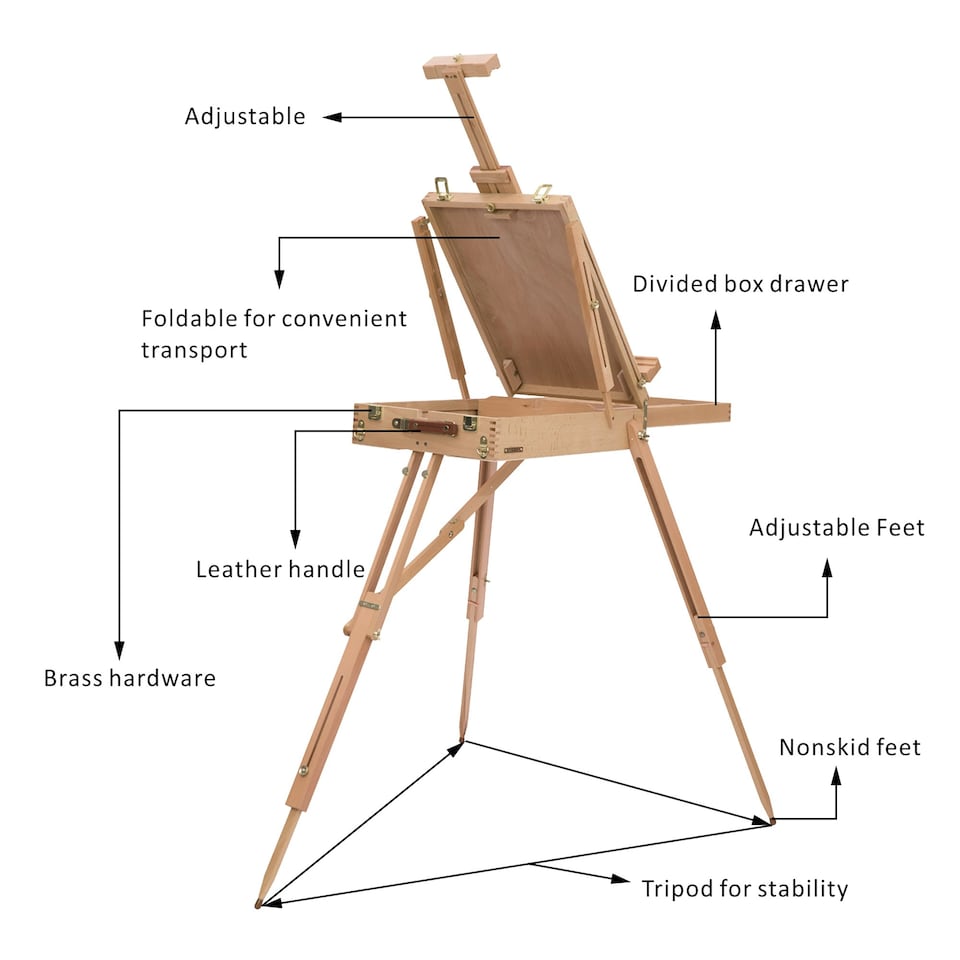 image 1 of HOMCOM Tripod Art Easel Wooden Drawing Board Workstation Folding French Sketch Yellow