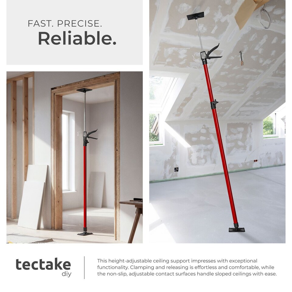 image 1 of Plasterboard Props Set of 2 - height-adjustable, 115 up to 290cm | Red | red | 20 x 8 x 115 cm | 2