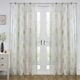 image 1 of Pair of Bracken Green Leaf Print Voile Panels 122 cm (48 inch) Rod Pocket Panels for Bedroom and Living Room
