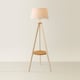 image 4 of ValueLights Morrigan Cream Wood Floor Lamp Natural Scallop Shade | Cream