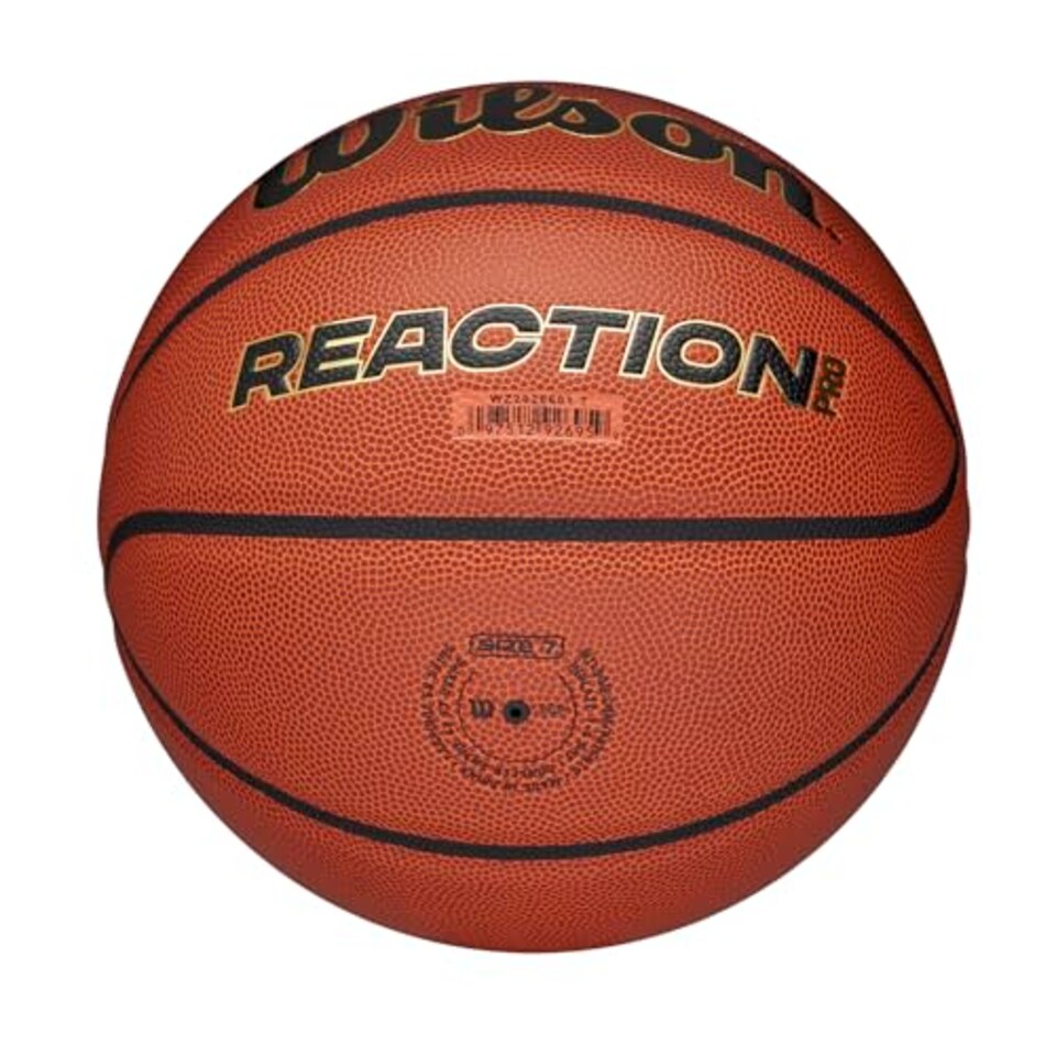 image 1 of Wilson Reaction Pro Basketball, Made From Durable Composite Materials With Vlc Technology, Colour: Brown/Gold, Size: 5