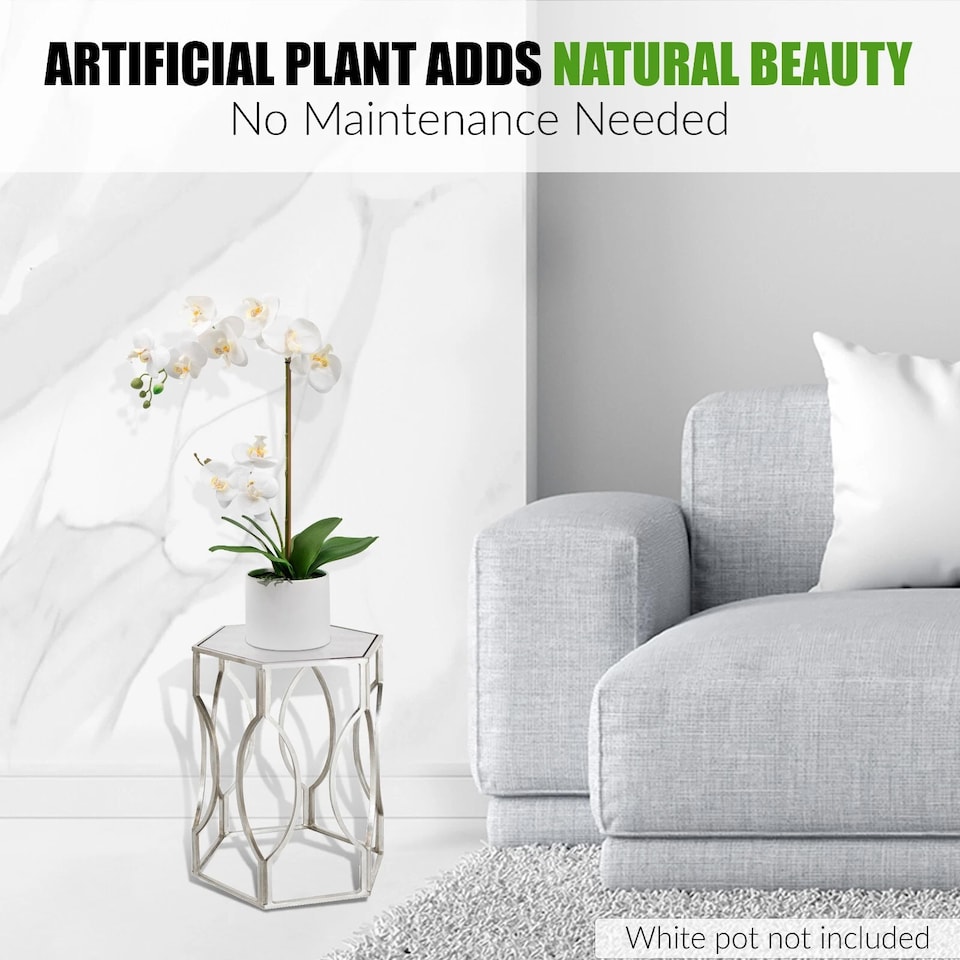 image 1 of Artificial Orchid Flower Display in Pot 55cm White Realistic Home Party Decor