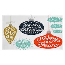 Vintage christmas baubles with merry christmas (kitchen towel)
