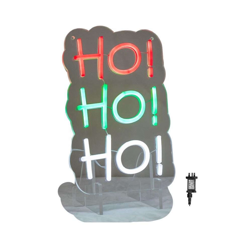 image 1 of 29cm Light up Hanging or Freestanding Christmas Ho Ho Ho Neon Sign