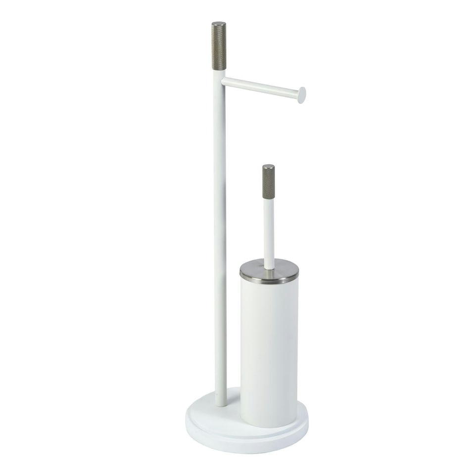 image 1 of Showerdrape Chester White Toilet Roll Holder & Toilet Brush Combination