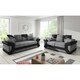 image 6 of Toledo 5 Seater Grey Jumbo Cord 3+2 Sofa Set With a Modern Black Leather Trim Grey | A  sleek black leather trim