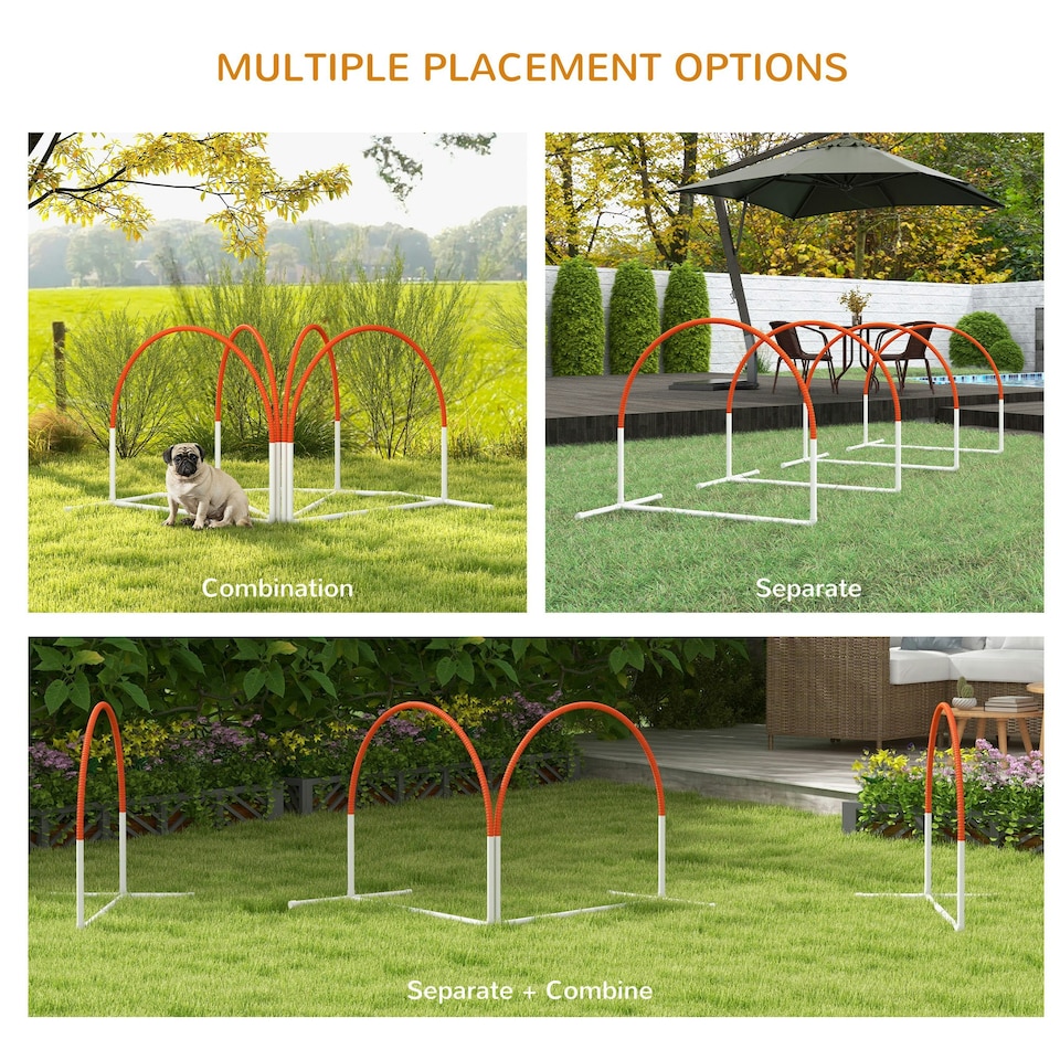 image 1 of PawHut Dog Agility Equipment Set with 4 PCS Weave Pole, Orange