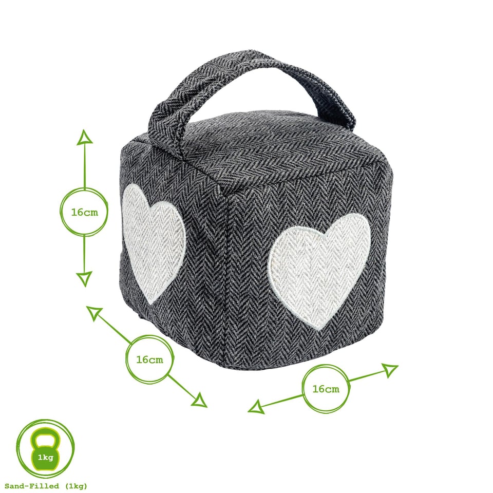 image 1 of Nicola Spring Herringbone Door Stop & Draught Excluder Set - Heart