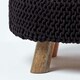 image 4 of Homescapes Black Large Round Cotton Knitted Footstool on Legs | Black | 62 x 62 x 30 cm