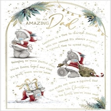 Bear Wearing Santa Outfit Dad Christmas Card