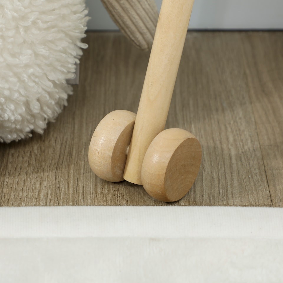 image 1 of AIYAPLAY Stick Horse w Wood Wheels, Pony Neighing, Galloping Sounds White