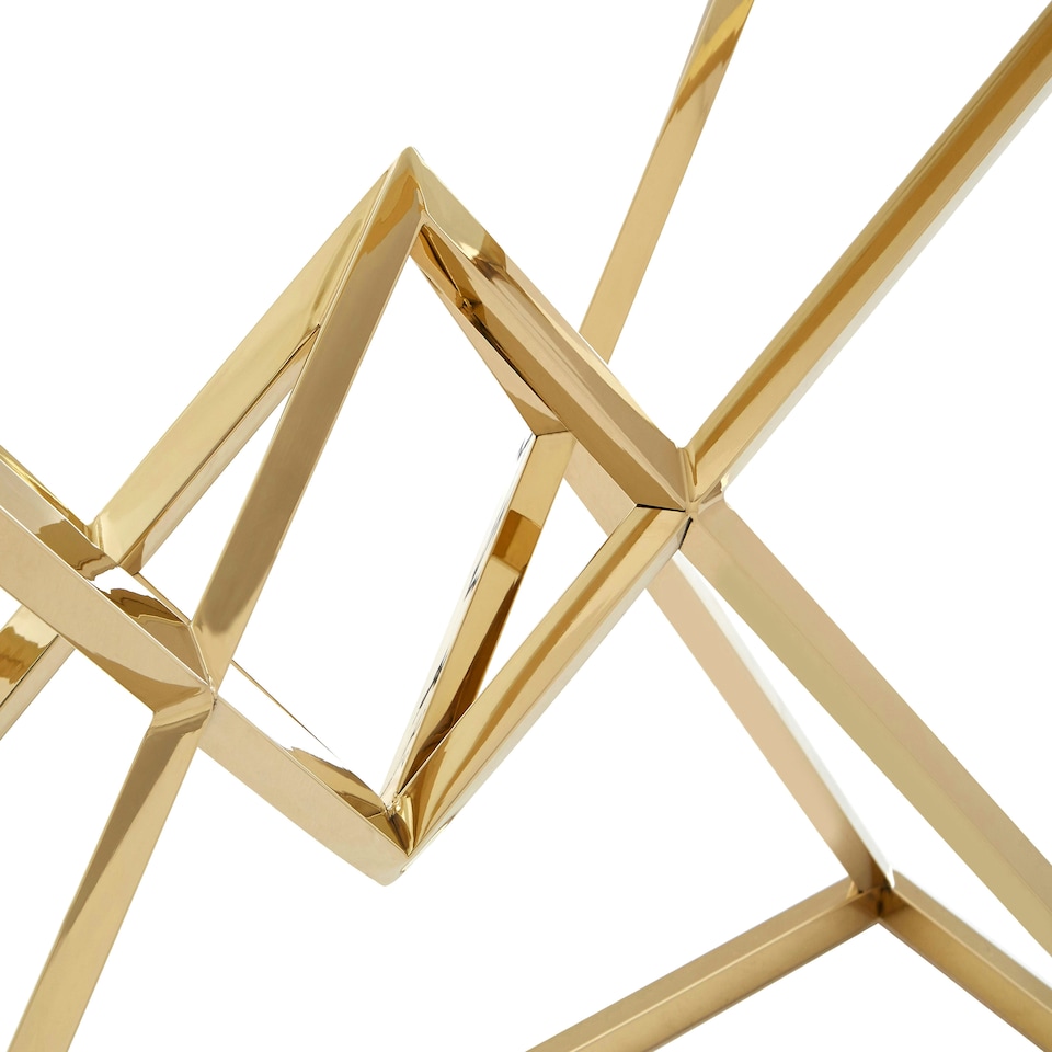 image 1 of Interiors by Premier Stunning Corseted Champagne Console Table, Geometric Design Hallway Table, Easily Maintained Modern Table Gold