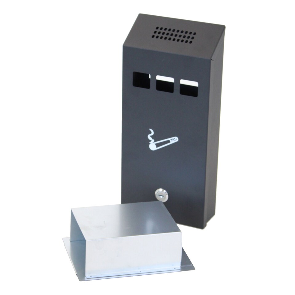 image 1 of Slim Wall Mounted Outdoor Pub Ashtray Ash Tray Cigarette Steel Bin