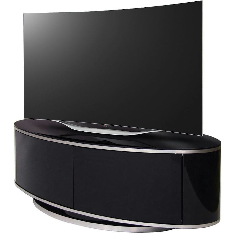 image 1 of MDA Designs Luna Beam Thru Remote Friendy up to 50" LED/LCD/Plasma Gloss Black Luxury TV Cabinet Stand | Black | 1