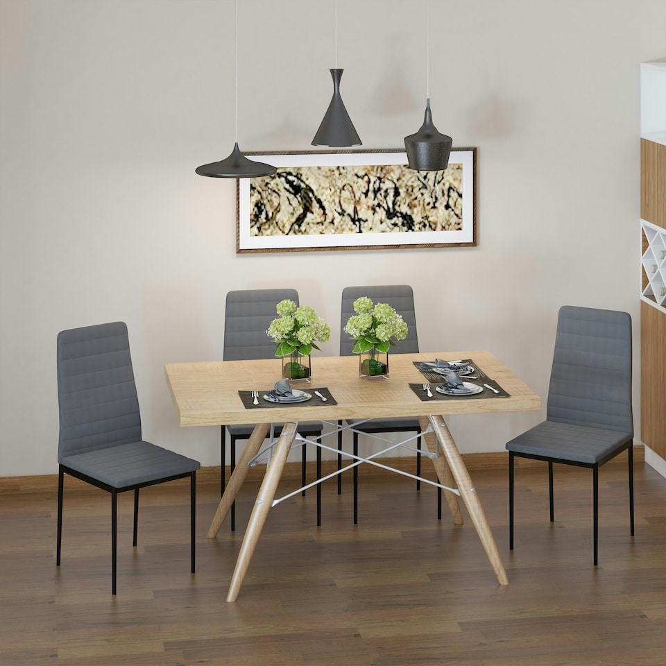 image 1 of HOMCOM Dining Chairs Upholstered Fabric Accent Chairs with Metal Legs, Set of 4