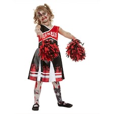 Zombie Squad Cheerleader Girls Fancy Dress Costume Kids Large - Age 10-12