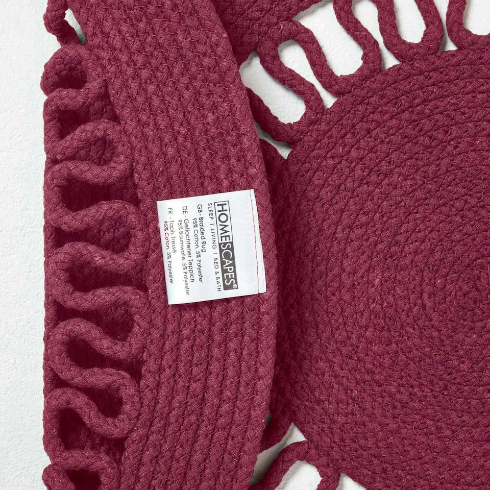 image 1 of Homescapes Plum Crochet Braided Rug - 70cm Round | Purple | Plum