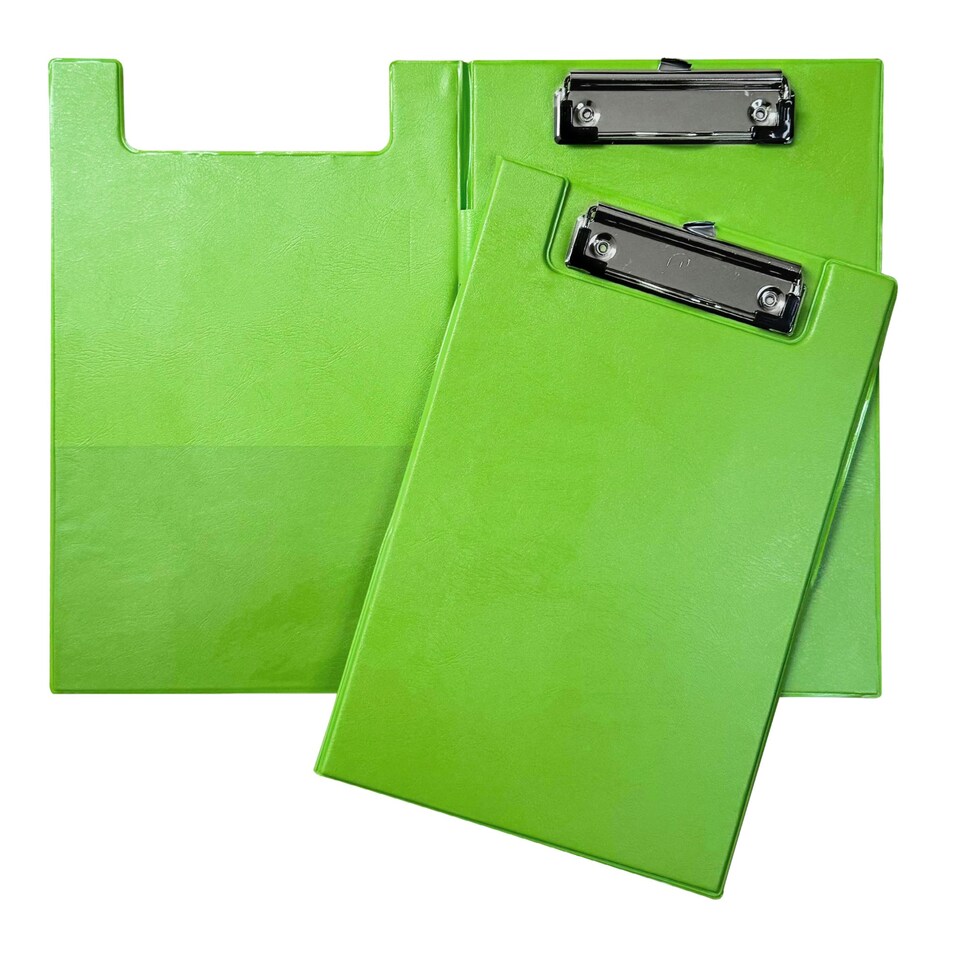image 1 of A5 Neon Green Foldover Clipboard with Pen Holder