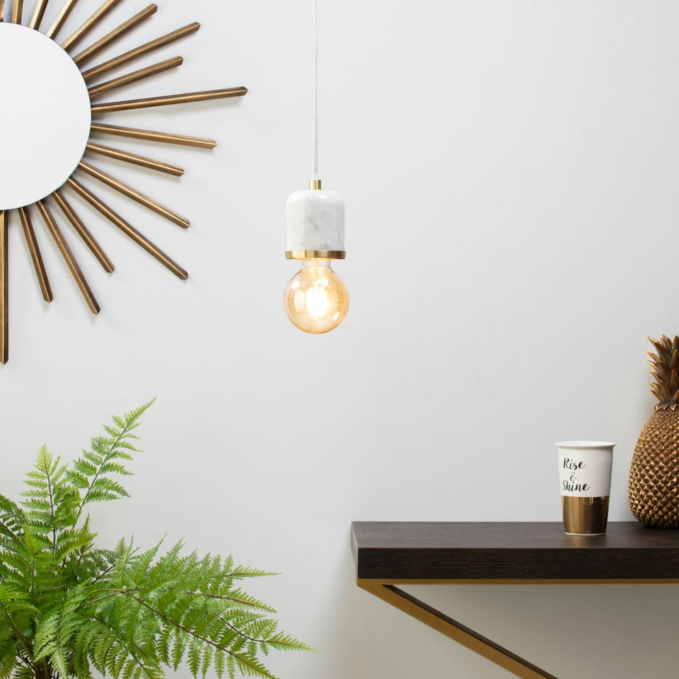 image 1 of BHS Romano Marble E27 Cable Set with 95mm Bulb | Gold | Brass | 1