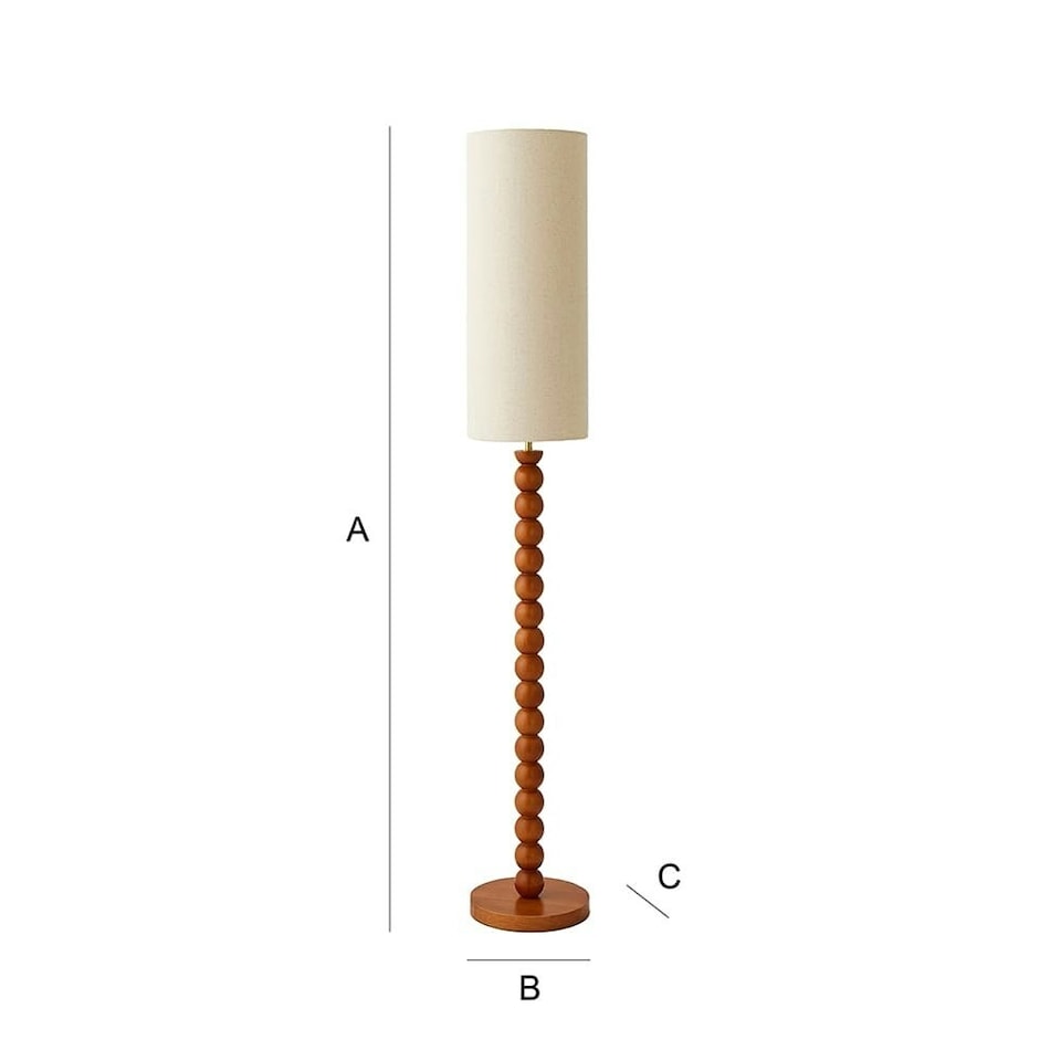 image 1 of ValueLights Wyatt Natural Linen Tall Lamp Shade Walnut Wood Bobbin Floor Lamp | Cream