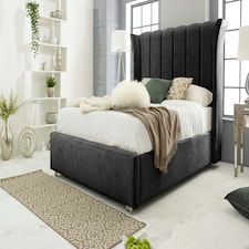 Temple Marble Superking Bed Frame - Black