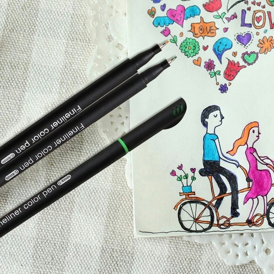image 1 of Pack of 24 Colour Art Drawing 0.4mm Fineliner Marker Pens