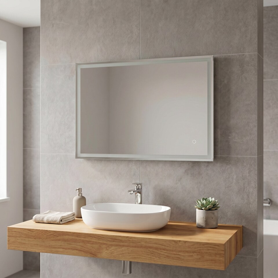 image 1 of Nova - LED Bathroom Mirror Touch Control, 70 x 50cm Demister, CCT