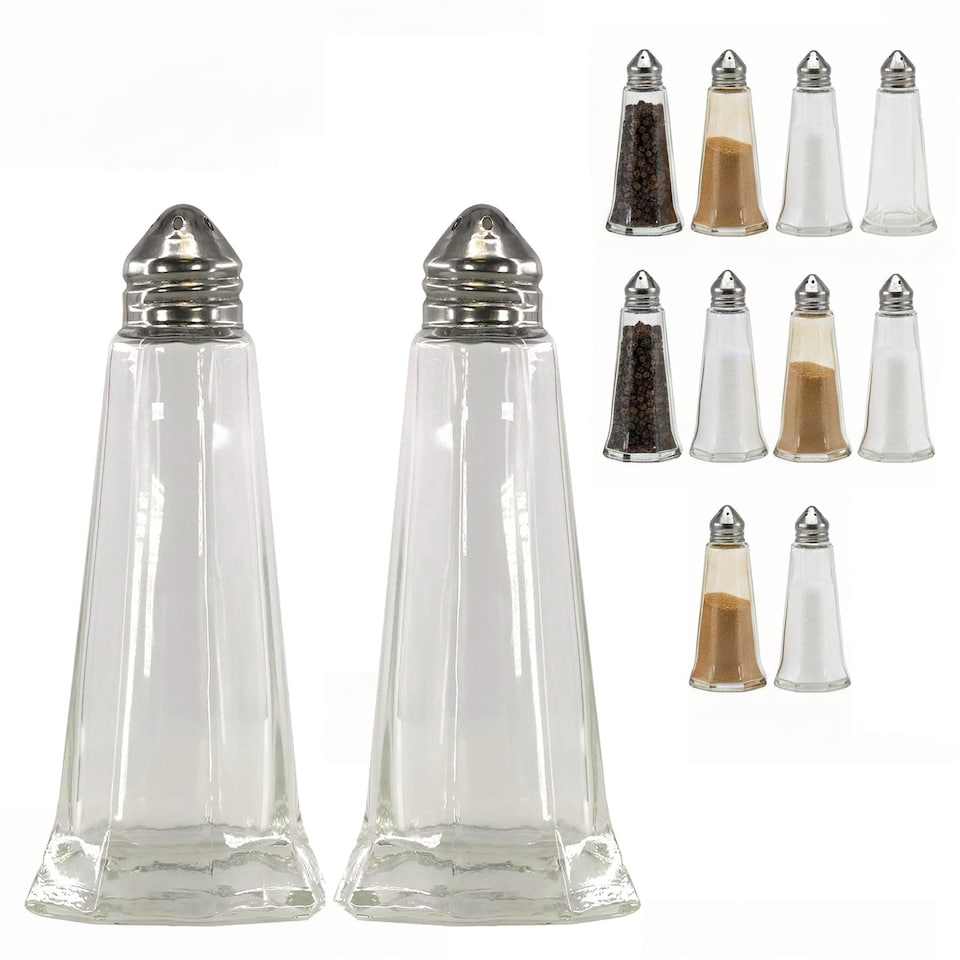 image 1 of GEEZY Salt And Pepper Shakers Set Clear Glass 6 Pieces